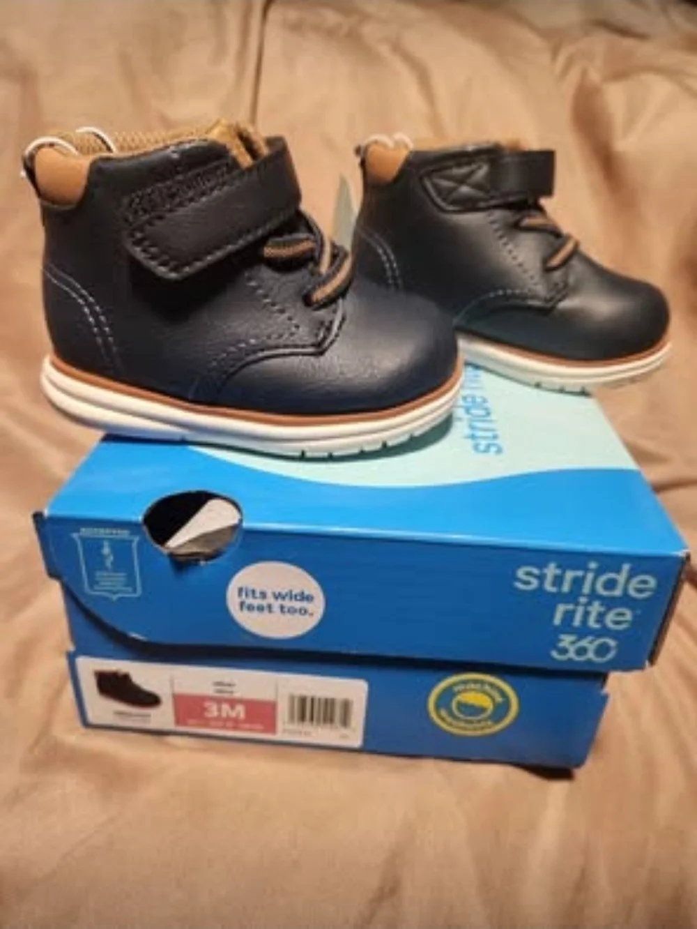 Stride Rite Navy Toddler Boots with Hook-and-Loop Closure